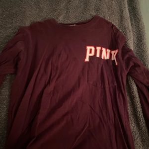 Women pink crew neck long sleeve